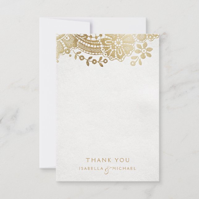 Gold purple elegant vintage lace wedding thank you (Front)