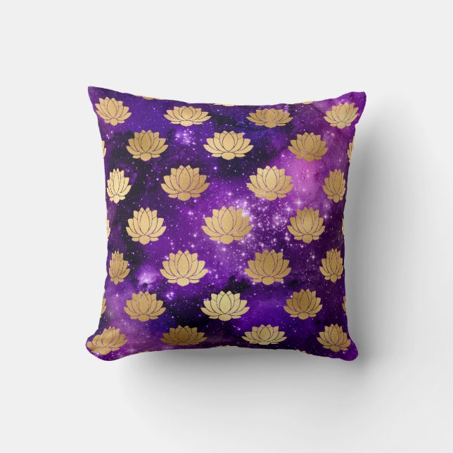 Gold & Purple Galaxy Dharma Mandala Pattern Cushion (Front)