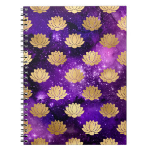 Gold & Purple Galaxy Dharma Mandala Pattern Notebook