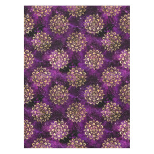Gold & Purple Galaxy Dharma Mandala Pattern Tablecloth