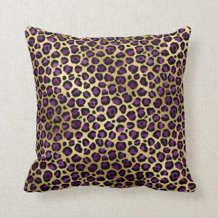 Gold & Purple Glam Leopard Cushion