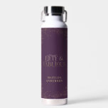 Gold purple glitter 50 and fabulous birthday party water bottle<br><div class="desc">Gold purple glitter effect 50 and fabulous birthday  Modern script text monochrome design. Part of a collection.</div>