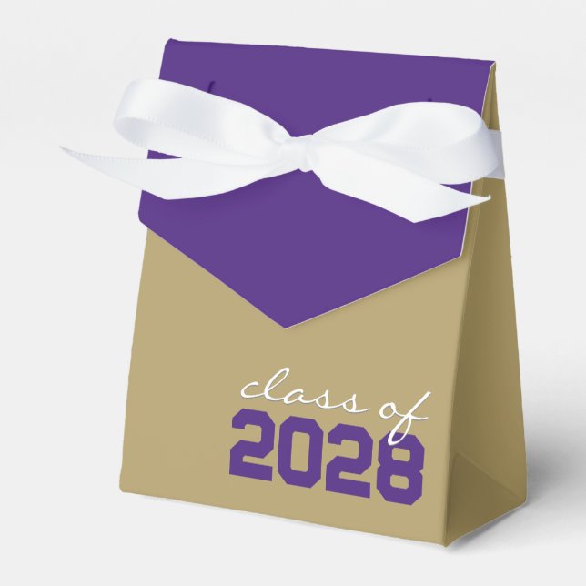 Gold & Purple Graduation Favour Boxes (Front Side)