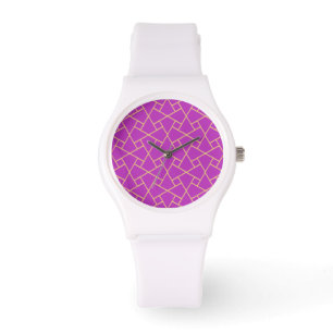 Gold Purple Islamic Mosaic Pattern Wrist Watch