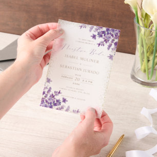 Gold Purple Lavender Nuestra Boda Spanish Wedding Vellum Invitations