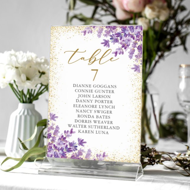Gold Purple Lavender Table Number Seating Chart (Creator Uploaded)