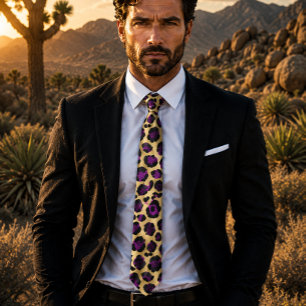 Gold & Purple Leopard Print Tie