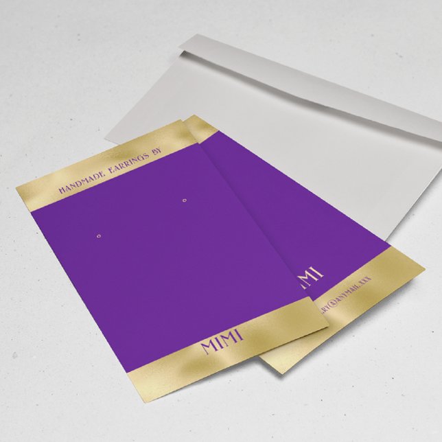 Gold Purple Luxury Earring Display  Business Card (Creator Uploaded)