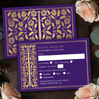Gold Purple Mediaeval Sword Wedding RSVP