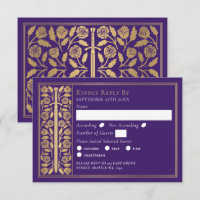 Gold Purple Medieval Sword Wedding RSVP
