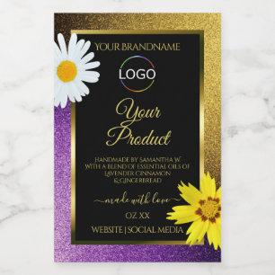 Gold Purple Metallic Black Product Labels Add Logo