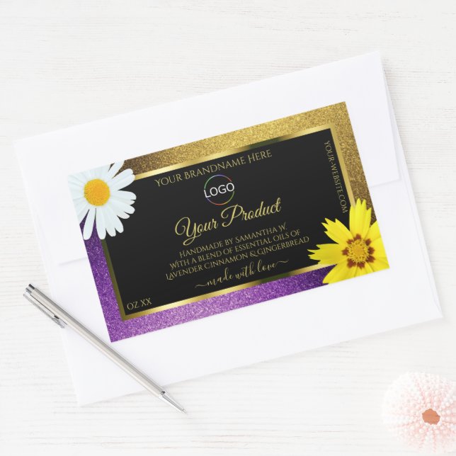 Gold Purple Metallic Black Product Labels Add Logo (Envelope)
