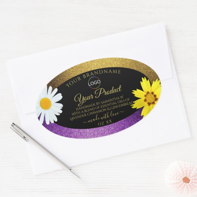 Gold Purple Metallic Black Product Labels Add Logo (Envelope)