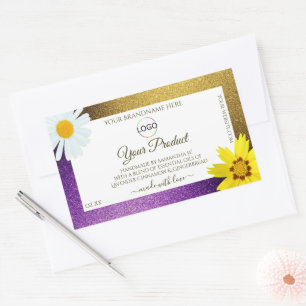 Gold Purple Metallic White Product Labels Add Logo
