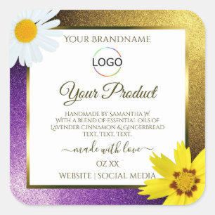 Gold Purple Metallic White Product Labels Add Logo