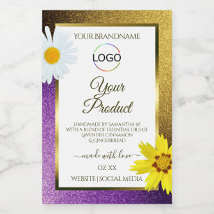Gold Purple Metallic White Product Labels Add Logo