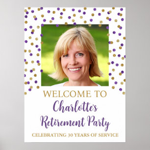 Gold Purple Retirement Party Custom 18x24 Photo Poster