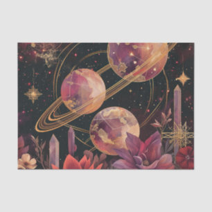 Gold Purple Ringed Planet Celestial Garden Tissue Paper