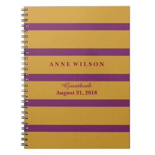 Gold & Purple Stripes Background Spiral Notebook