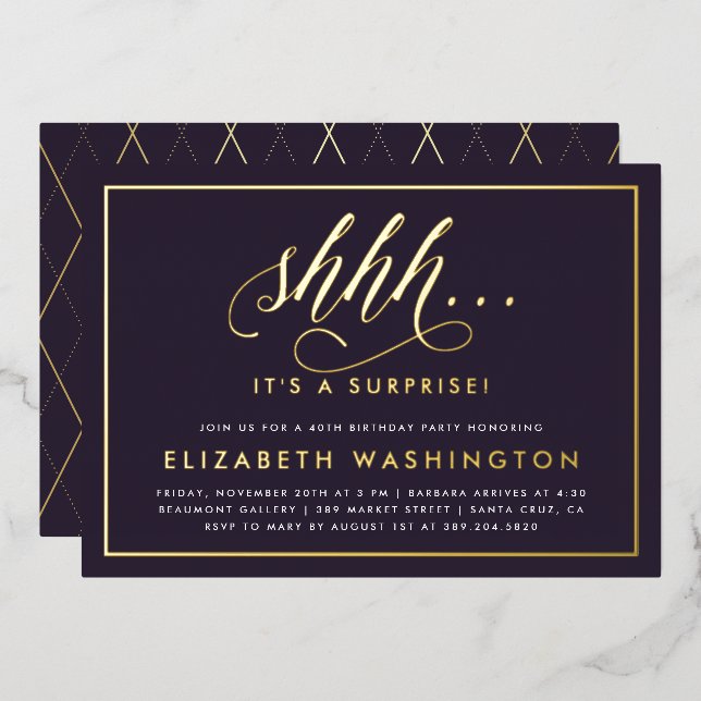 Gold & Purple Surprise Birthday Party (Front/Back)