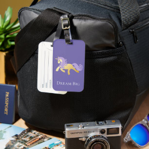 Gold Purple Unicorn Dream Luggage Tag