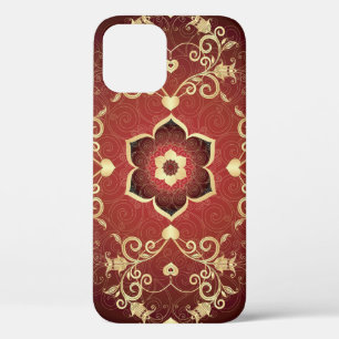 Gold-Purple Valentine Round Frame iPhone 12 Case