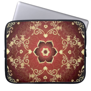 Gold-Purple Valentine Round Frame Laptop Sleeve