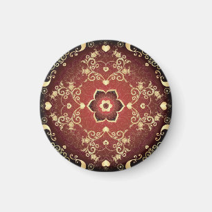 Gold-Purple Valentine Round Frame Magnet