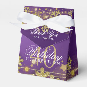 Gold Purple Winter 40th Birthday Thank You Favour Box