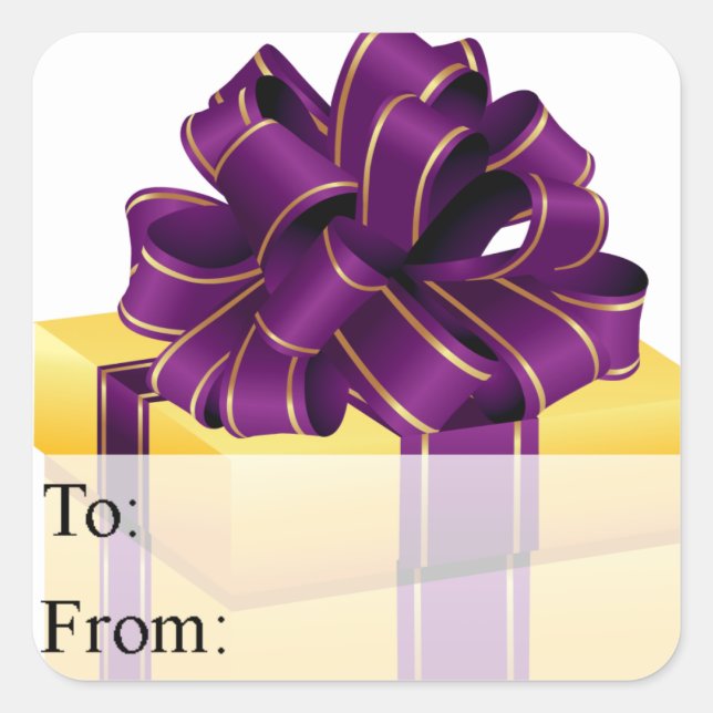 Gold Purple Wrapped Christmas Gift Gift Tag (Front)