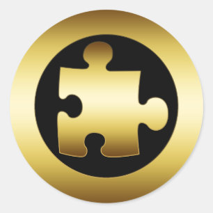 GOLD PUZZLE PIECE CLASSIC ROUND STICKER