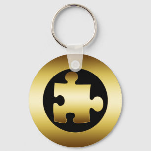 GOLD PUZZLE PIECE KEY RING