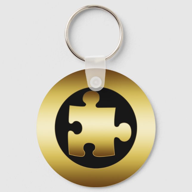 GOLD PUZZLE PIECE KEY RING (Front)