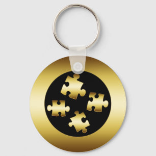 GOLD PUZZLE PIECES KEY RING