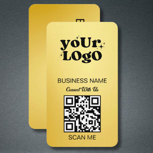 Gold QR Code Business Logo Black Gold Modern Card