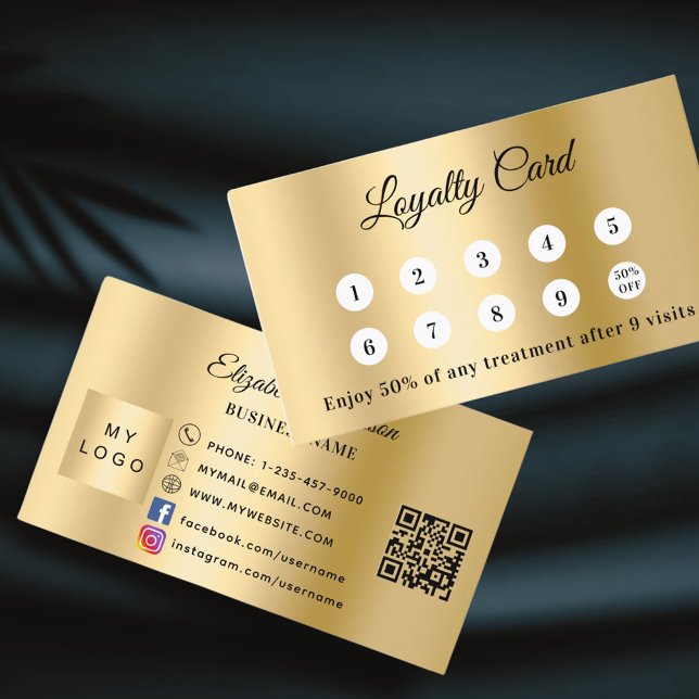 Gold qr code business logo loyalty card (Creator Uploaded)