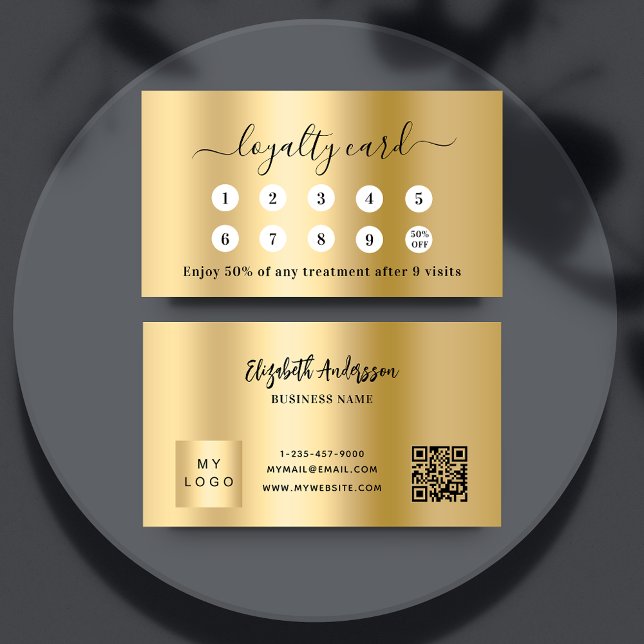 Gold qr code business logo loyalty card (Creator Uploaded)