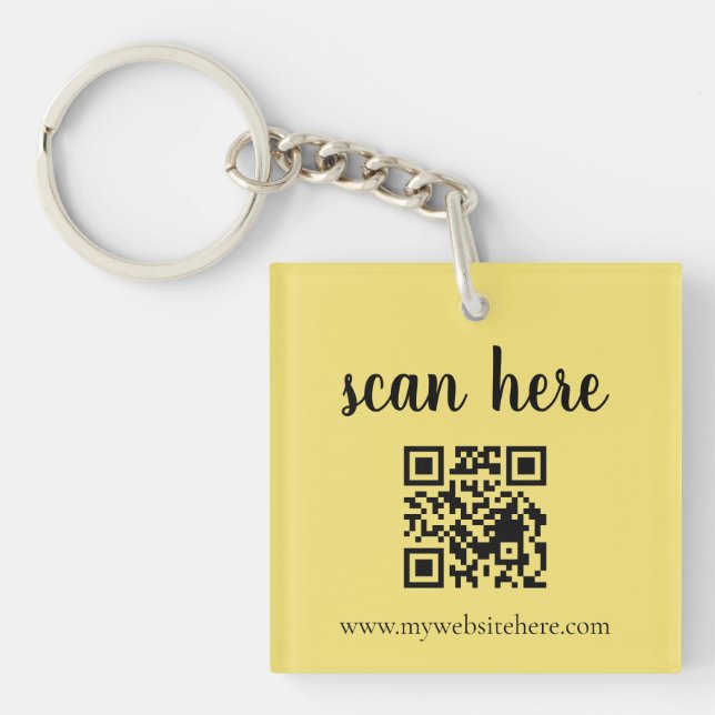 Gold QR Code Business Logo Promo Keychains (Front)