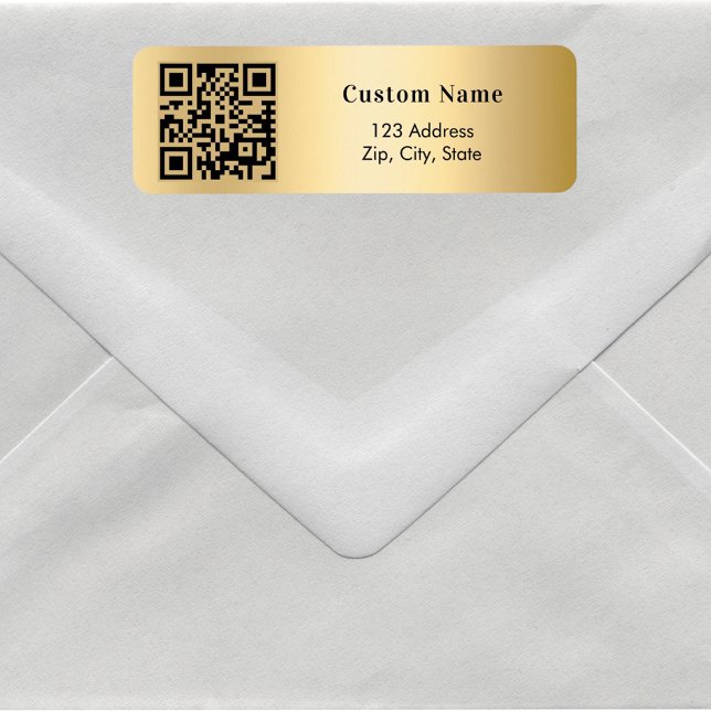 Gold QR code business return address Return Address Label (Creator Uploaded)