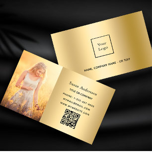 Gold qr code logo employee photo business card