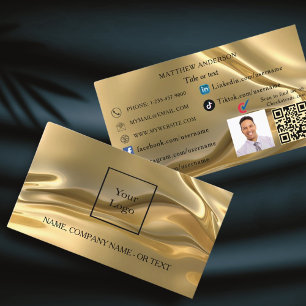 Gold qr code logo employee photo social media UK Business Card