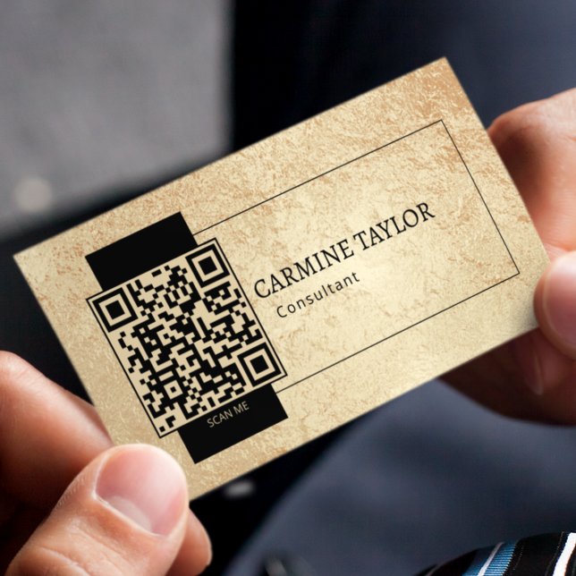 Gold QR Code Modern Consultant Business Card (Creator Uploaded)