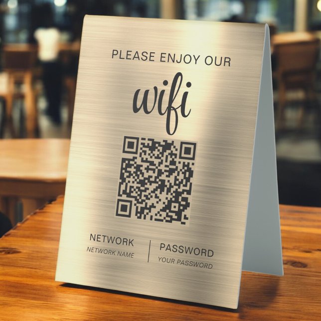 Gold QR Code Please Enjoy Our Wifi (Creator Uploaded)