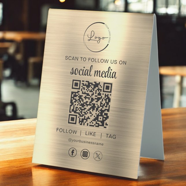 Gold QR Code Scan To Follow Us on Social Network (Creator Uploaded)