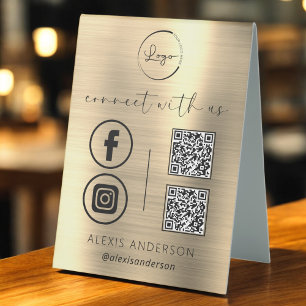 Gold QR Connect With Us Business Logo Social Media