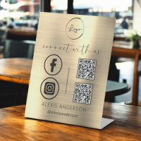 Gold QR Connect With Us Business Logo Social Media
