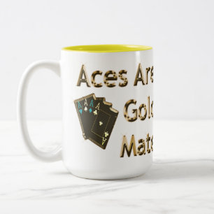 Gold Quad Aces Poker Cards, Two-Tone Coffee Mug