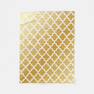 Gold Quatrefoil Pattern Fleece Blanket