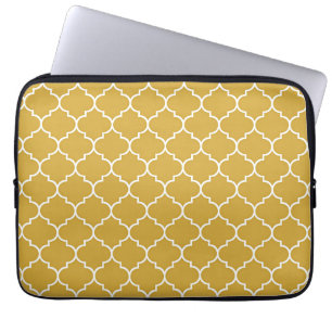 Gold Quatrefoil Pattern Laptop Sleeve