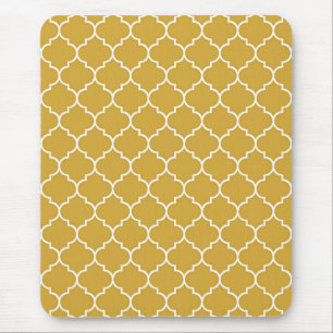 Gold Quatrefoil Pattern Mouse Pad